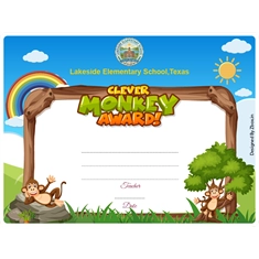 Clever Monkey Classroom Award Certificate
